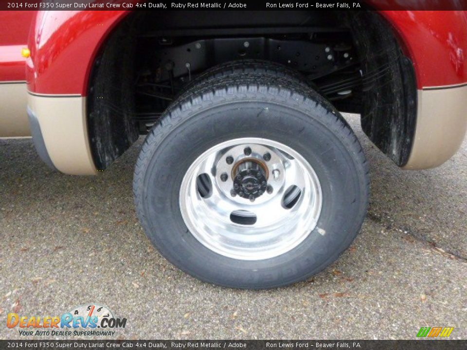 2014 Ford F350 Super Duty Lariat Crew Cab 4x4 Dually Ruby Red Metallic / Adobe Photo #9