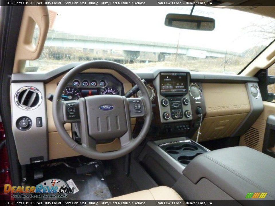 2014 Ford F350 Super Duty Lariat Crew Cab 4x4 Dually Ruby Red Metallic / Adobe Photo #12