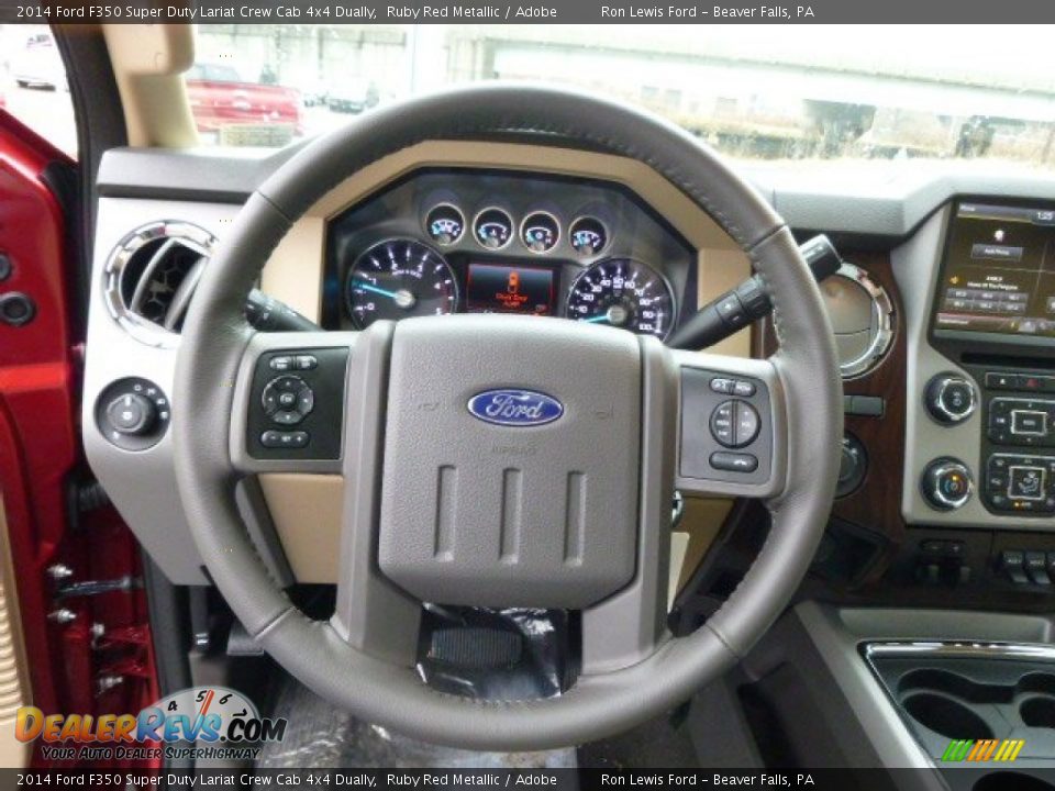 2014 Ford F350 Super Duty Lariat Crew Cab 4x4 Dually Ruby Red Metallic / Adobe Photo #19