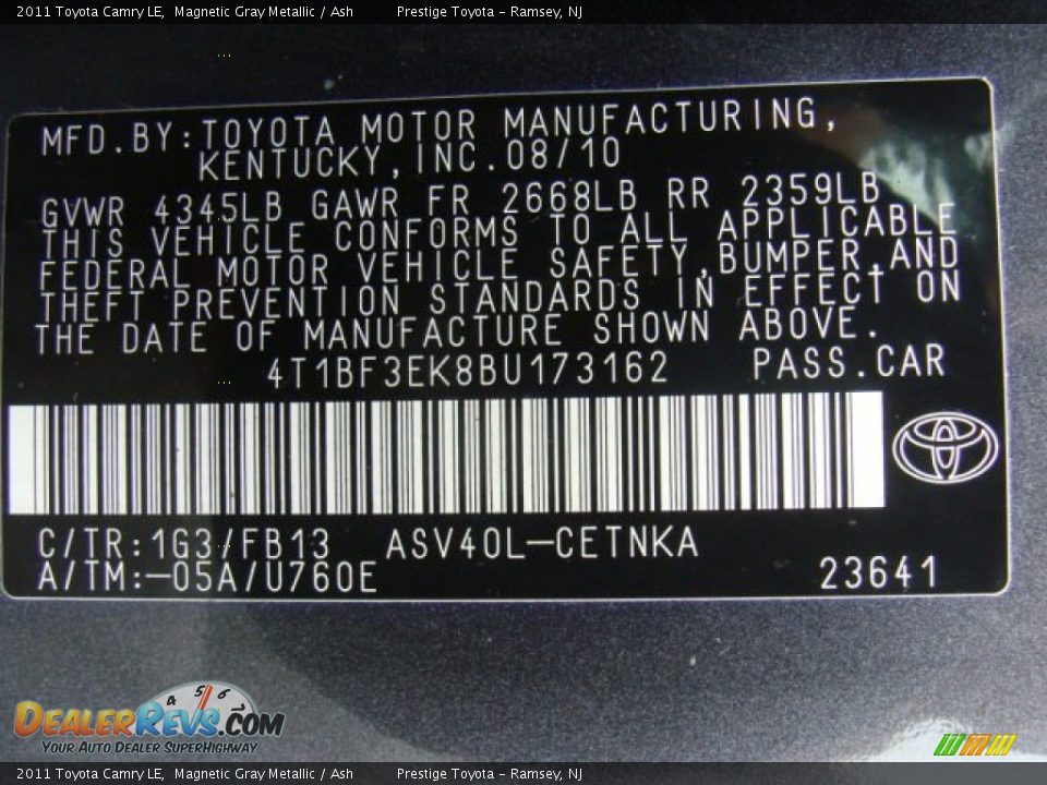 2011 Toyota Camry LE Magnetic Gray Metallic / Ash Photo #15