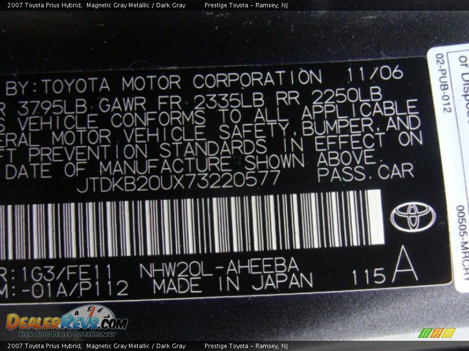 2007 Toyota Prius Hybrid Magnetic Gray Metallic / Dark Gray Photo #15
