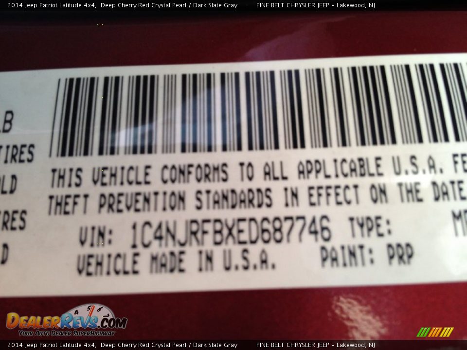 2014 Jeep Patriot Latitude 4x4 Deep Cherry Red Crystal Pearl / Dark Slate Gray Photo #8