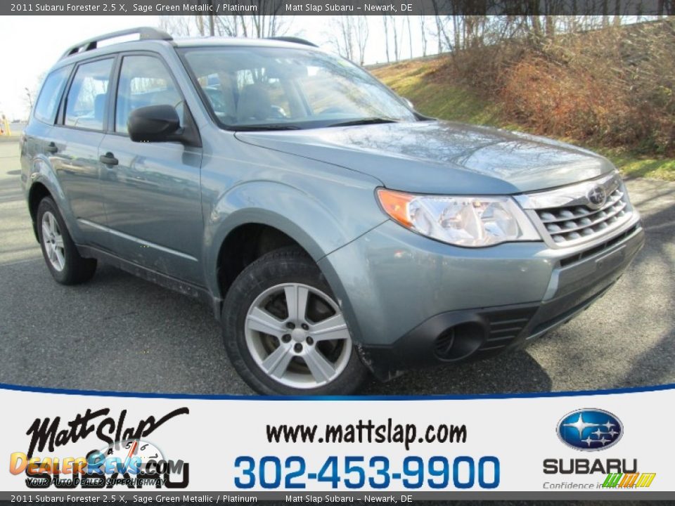 2011 Subaru Forester 2.5 X Sage Green Metallic / Platinum Photo #1
