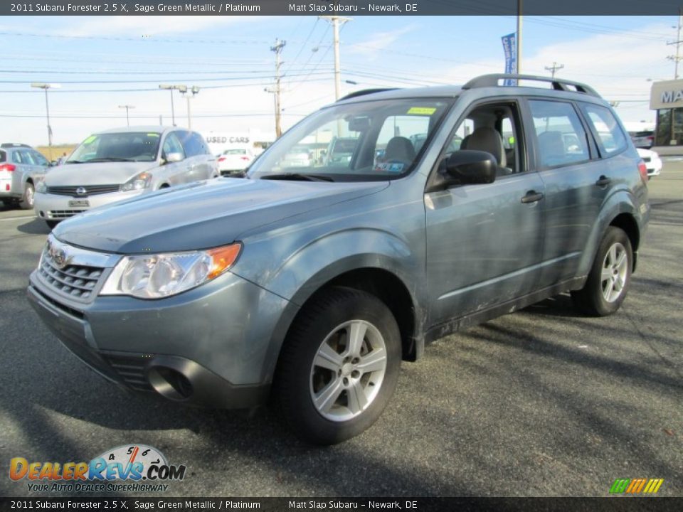 2011 Subaru Forester 2.5 X Sage Green Metallic / Platinum Photo #2