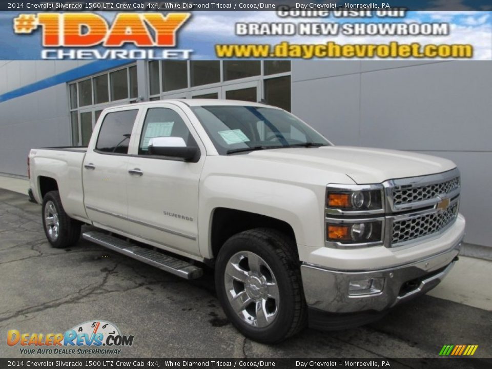 2014 Chevrolet Silverado 1500 LTZ Crew Cab 4x4 White Diamond Tricoat / Cocoa/Dune Photo #1