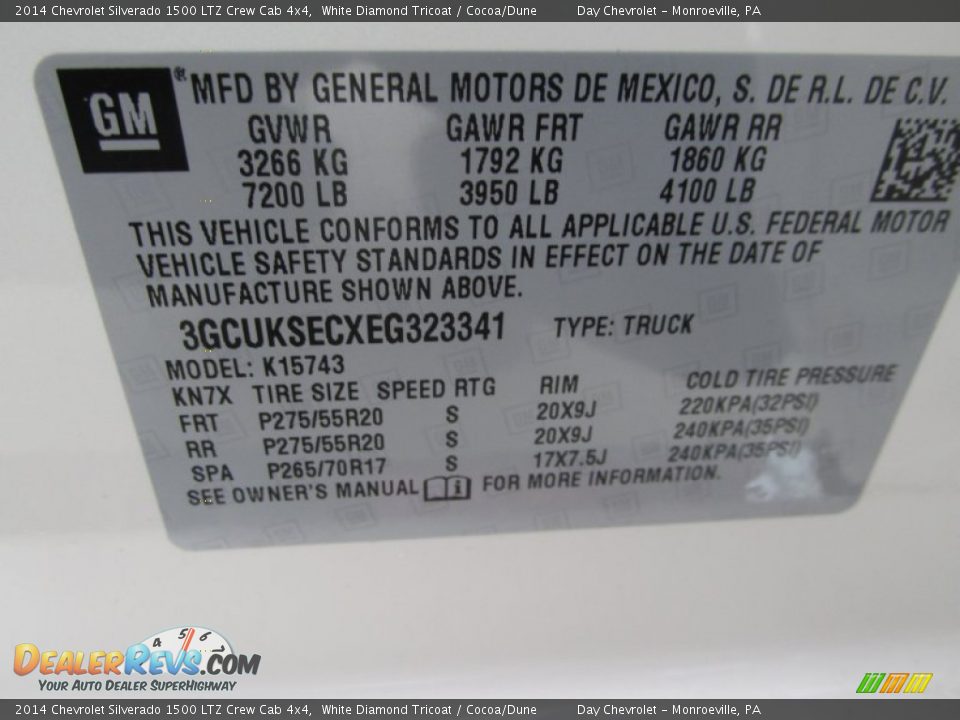 2014 Chevrolet Silverado 1500 LTZ Crew Cab 4x4 White Diamond Tricoat / Cocoa/Dune Photo #19
