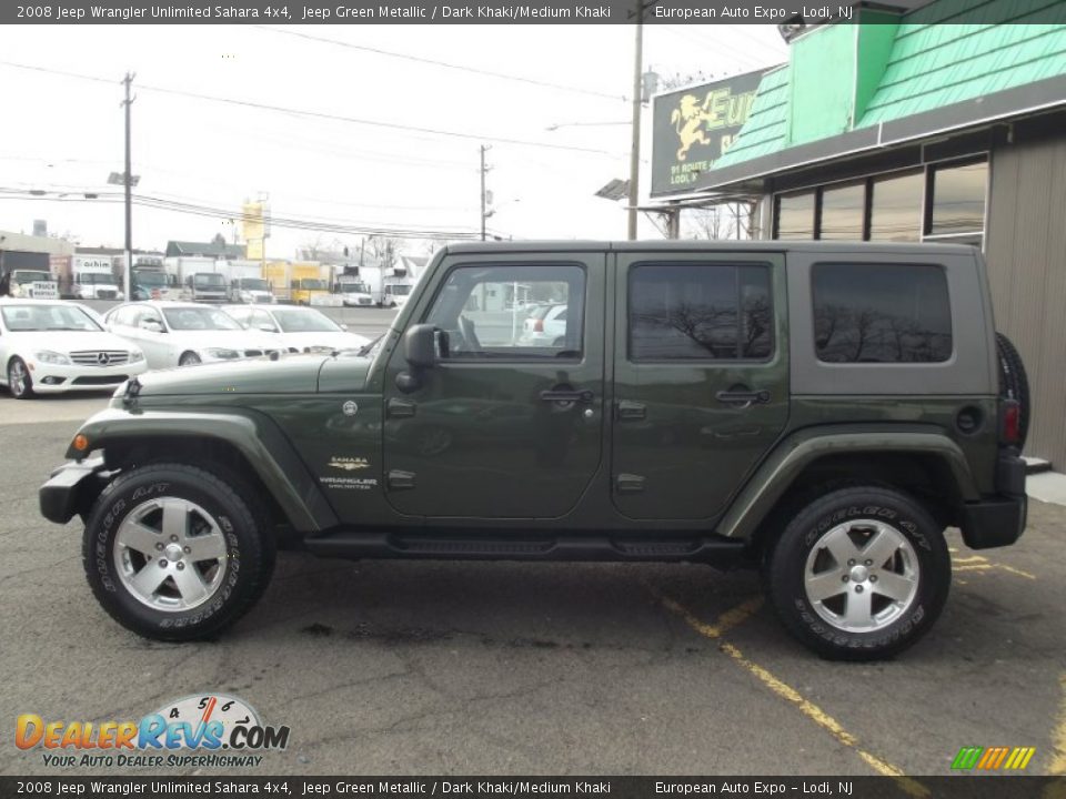 2008 Jeep Wrangler Unlimited Sahara 4x4 Jeep Green Metallic / Dark Khaki/Medium Khaki Photo #6