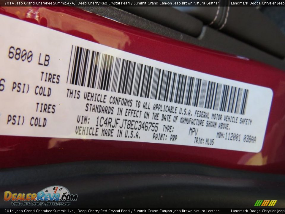 2014 Jeep Grand Cherokee Summit 4x4 Deep Cherry Red Crystal Pearl / Summit Grand Canyon Jeep Brown Natura Leather Photo #11