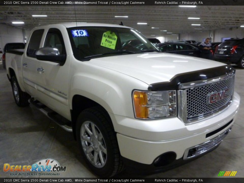 2010 GMC Sierra 1500 Denali Crew Cab AWD White Diamond Tricoat / Cocoa/Light Cashmere Photo #3