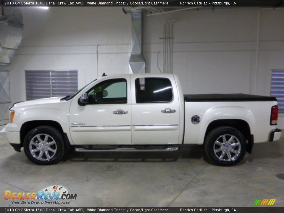2010 GMC Sierra 1500 Denali Crew Cab AWD White Diamond Tricoat / Cocoa/Light Cashmere Photo #10