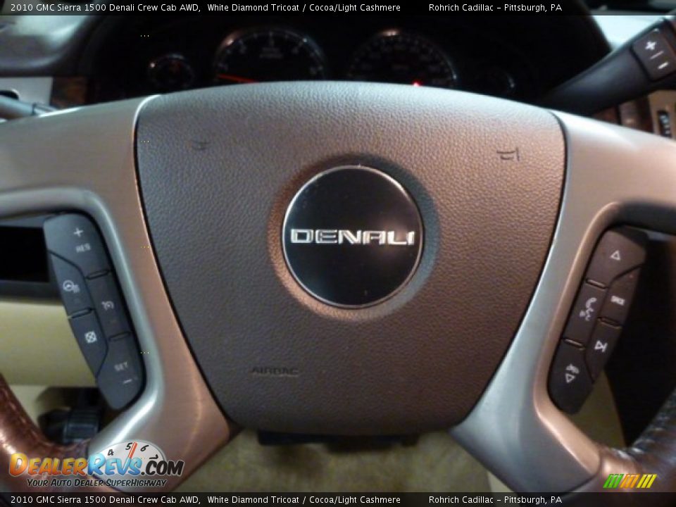 2010 GMC Sierra 1500 Denali Crew Cab AWD White Diamond Tricoat / Cocoa/Light Cashmere Photo #21
