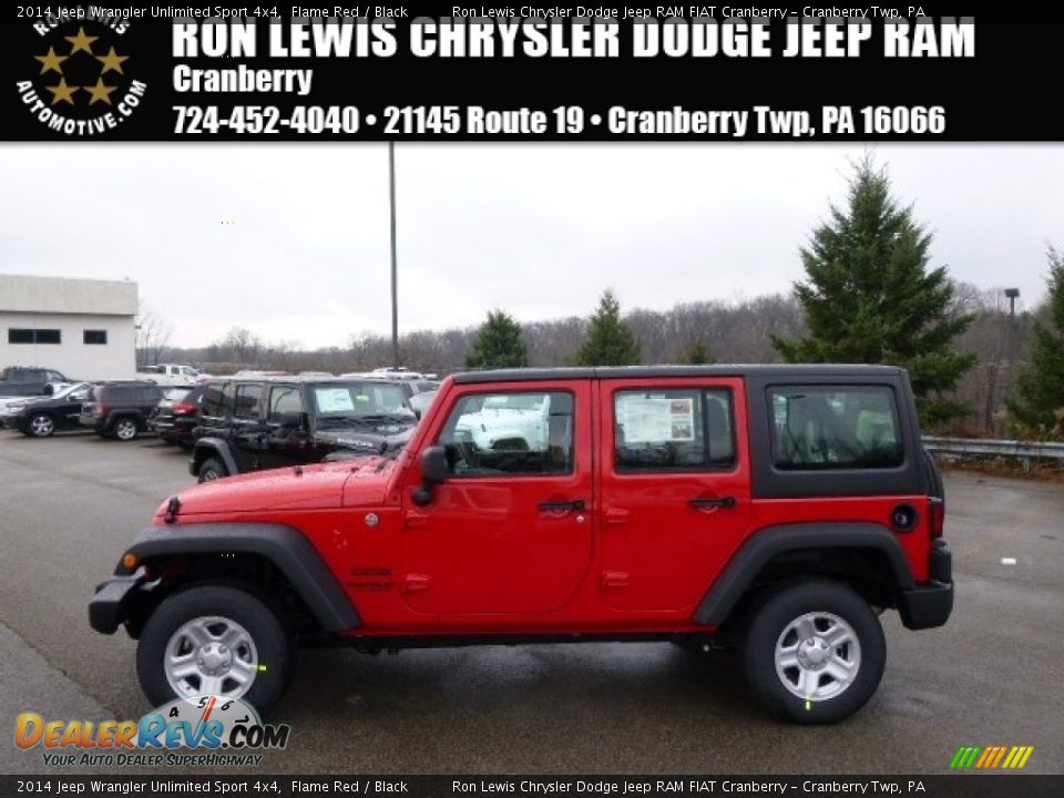 2014 Jeep Wrangler Unlimited Sport 4x4 Flame Red / Black Photo #1