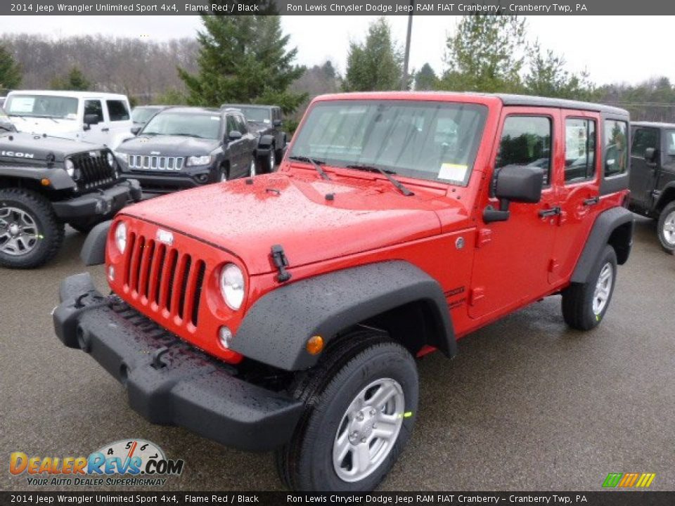 2014 Jeep Wrangler Unlimited Sport 4x4 Flame Red / Black Photo #2