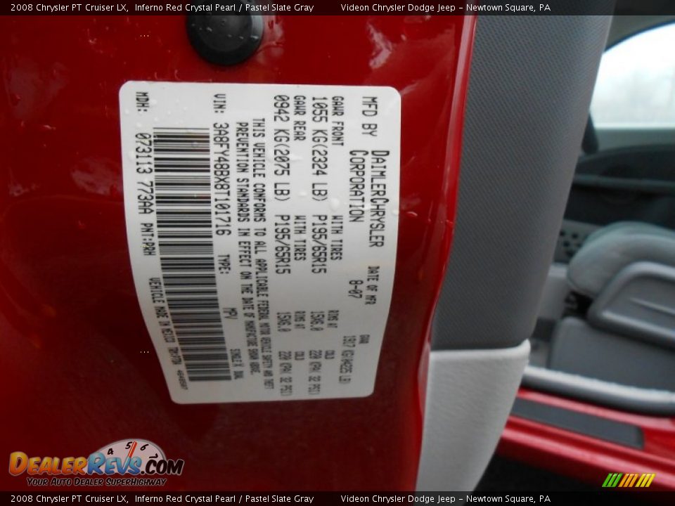 2008 Chrysler PT Cruiser LX Inferno Red Crystal Pearl / Pastel Slate Gray Photo #23