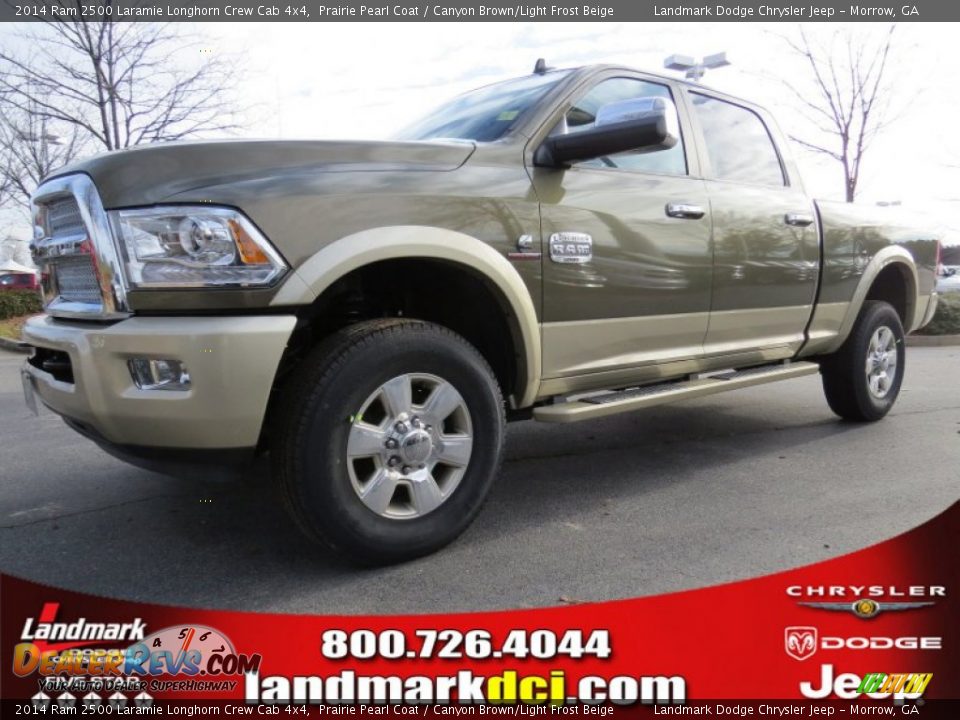 2014 Ram 2500 Laramie Longhorn Crew Cab 4x4 Prairie Pearl Coat / Canyon Brown/Light Frost Beige Photo #1