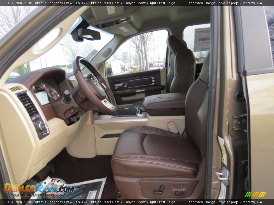 2014 Ram 2500 Laramie Longhorn Crew Cab 4x4 Prairie Pearl Coat / Canyon Brown/Light Frost Beige Photo #7