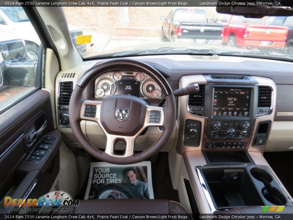 2014 Ram 2500 Laramie Longhorn Crew Cab 4x4 Prairie Pearl Coat / Canyon Brown/Light Frost Beige Photo #9