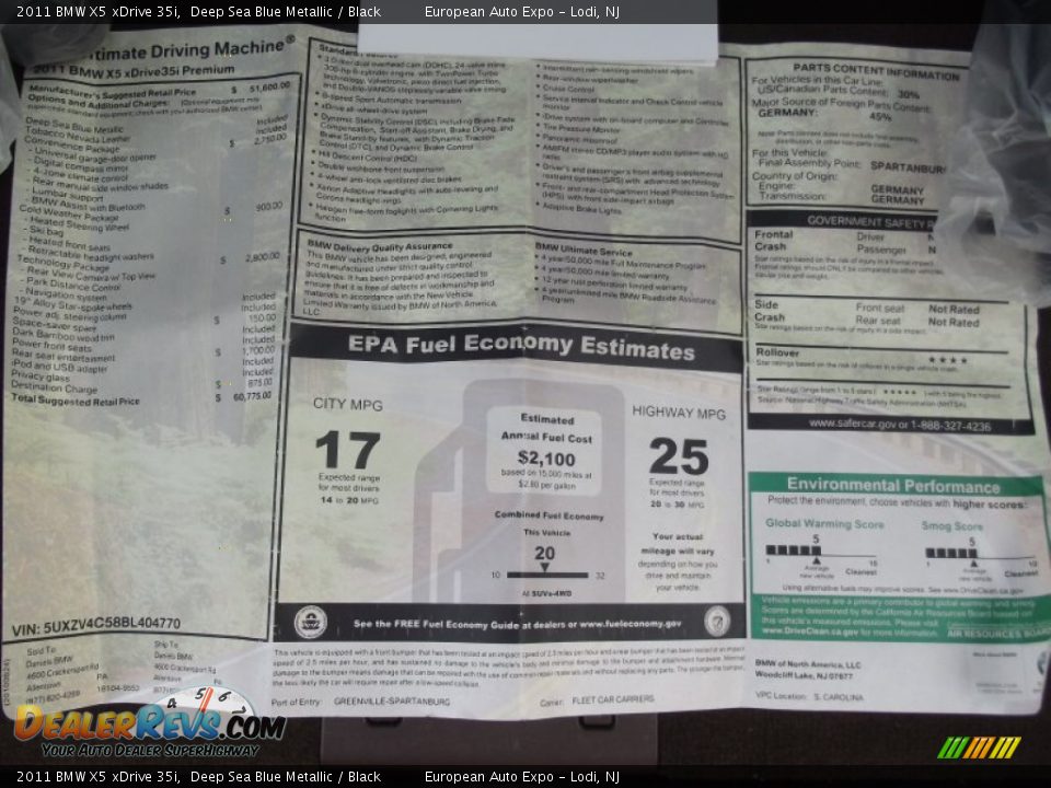 2011 BMW X5 xDrive 35i Deep Sea Blue Metallic / Black Photo #23