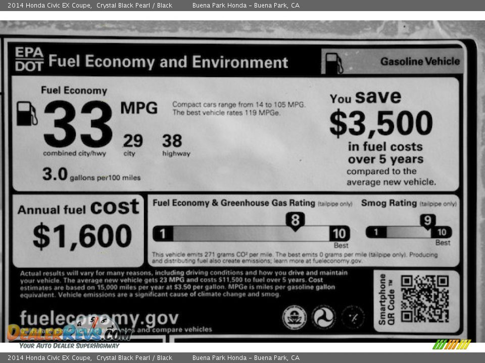 2014 Honda Civic EX Coupe Crystal Black Pearl / Black Photo #21