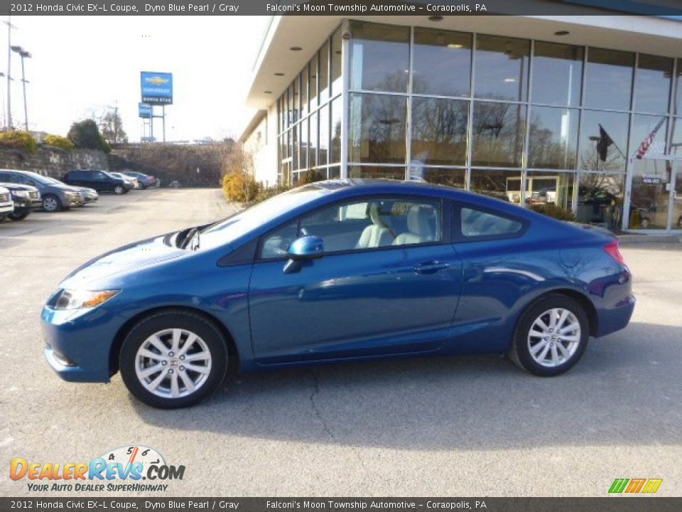 2012 Honda Civic EX-L Coupe Dyno Blue Pearl / Gray Photo #2