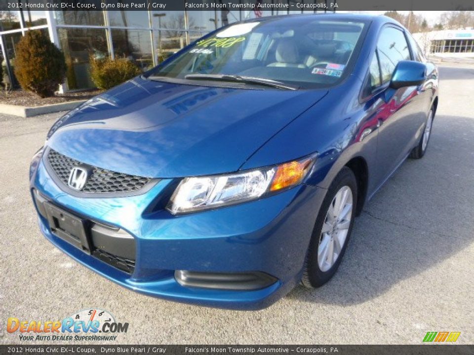 2012 Honda Civic EX-L Coupe Dyno Blue Pearl / Gray Photo #9