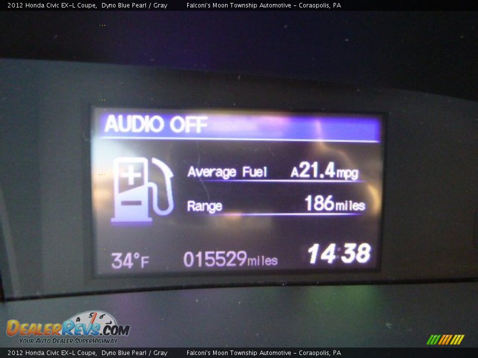 2012 Honda Civic EX-L Coupe Dyno Blue Pearl / Gray Photo #24
