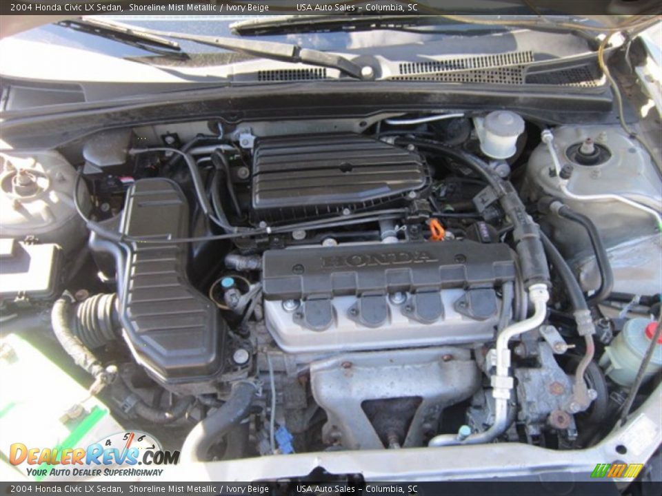 2004 Honda Civic LX Sedan Shoreline Mist Metallic / Ivory Beige Photo #20