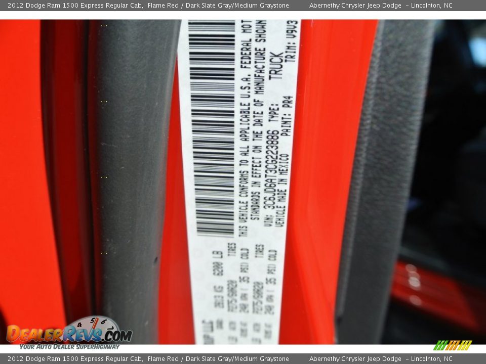 2012 Dodge Ram 1500 Express Regular Cab Flame Red / Dark Slate Gray/Medium Graystone Photo #7