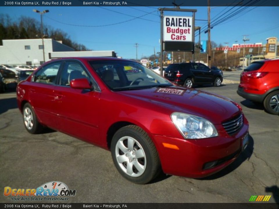 2008 Kia Optima LX Ruby Red / Beige Photo #1