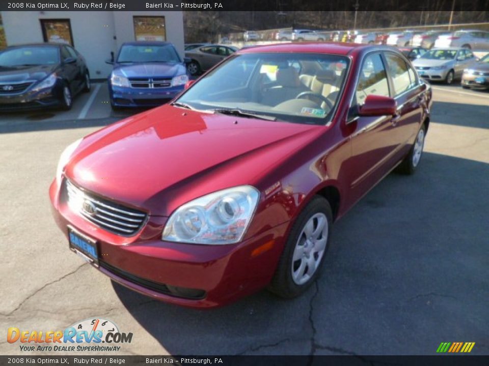 2008 Kia Optima LX Ruby Red / Beige Photo #3