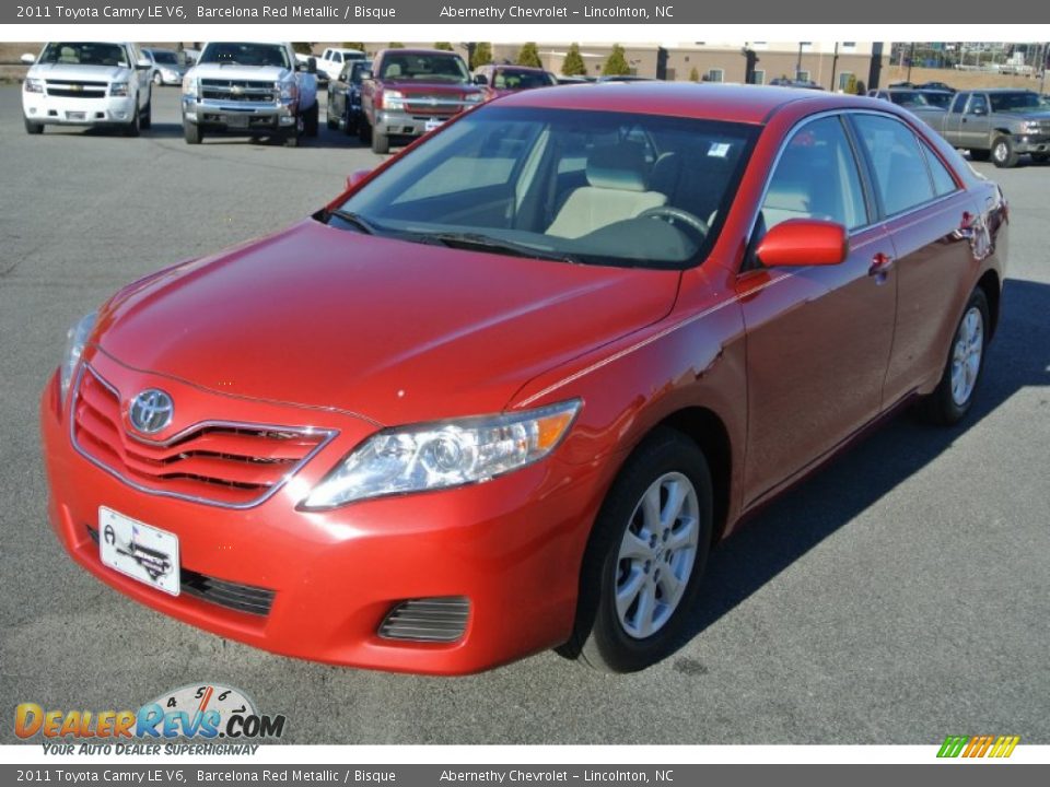 2011 Toyota Camry LE V6 Barcelona Red Metallic / Bisque Photo #2