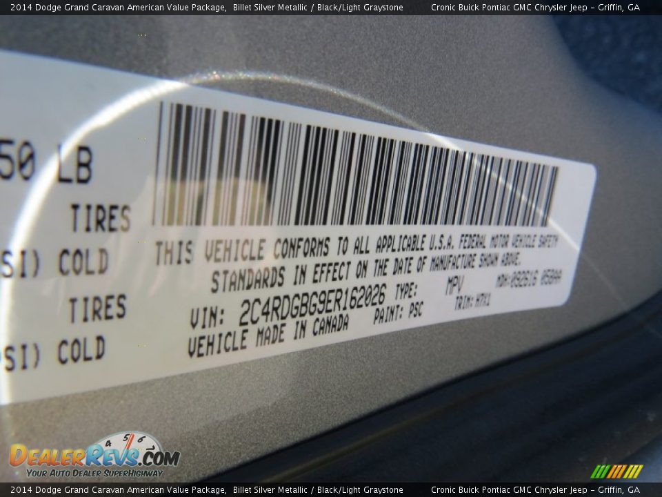 2014 Dodge Grand Caravan American Value Package Billet Silver Metallic / Black/Light Graystone Photo #18