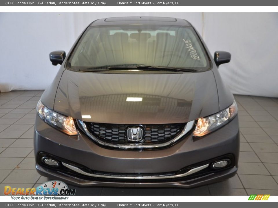 2014 Honda Civic EX-L Sedan Modern Steel Metallic / Gray Photo #2