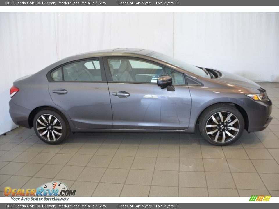 2014 Honda Civic EX-L Sedan Modern Steel Metallic / Gray Photo #5