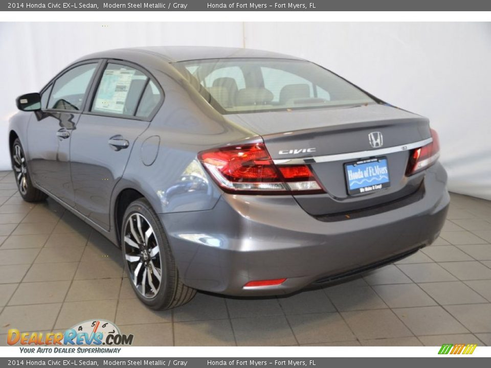2014 Honda Civic EX-L Sedan Modern Steel Metallic / Gray Photo #6