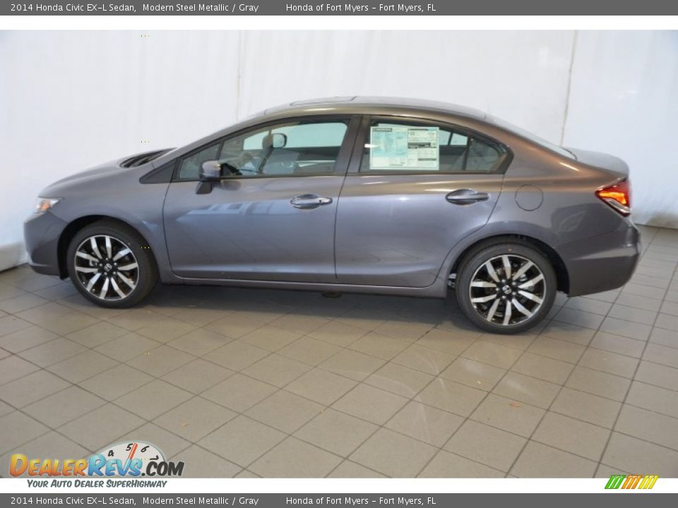 2014 Honda Civic EX-L Sedan Modern Steel Metallic / Gray Photo #8