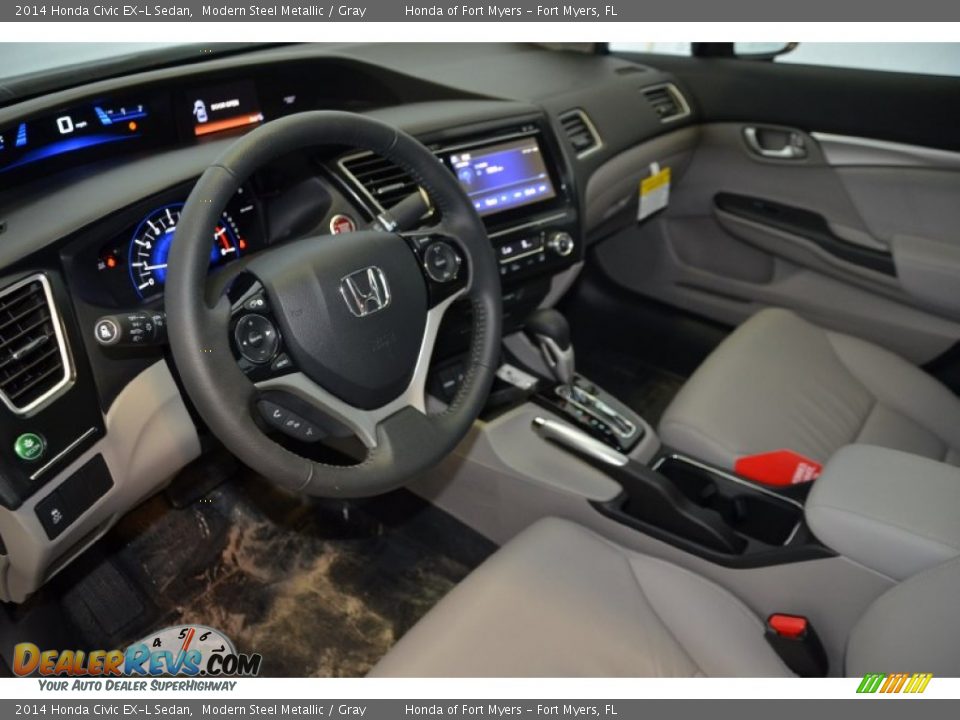 2014 Honda Civic EX-L Sedan Modern Steel Metallic / Gray Photo #10