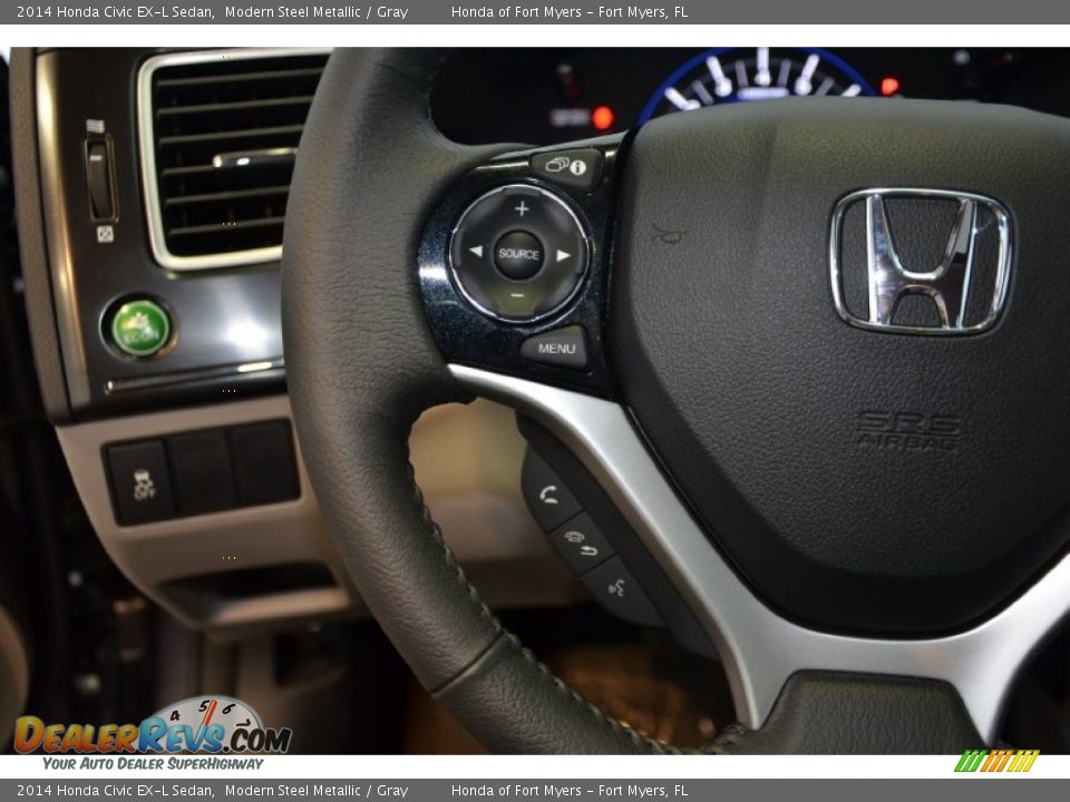 2014 Honda Civic EX-L Sedan Modern Steel Metallic / Gray Photo #23
