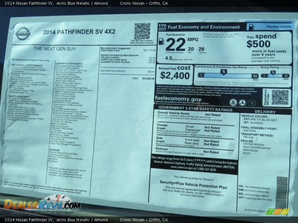 2014 Nissan Pathfinder SV Arctic Blue Metallic / Almond Photo #13