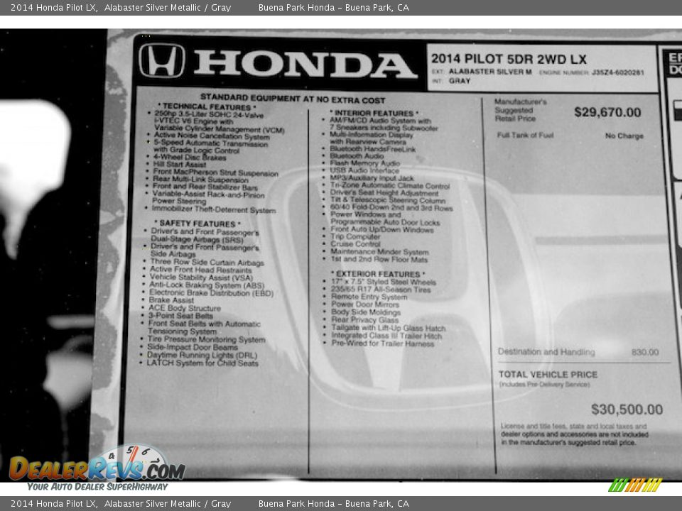 2014 Honda Pilot LX Alabaster Silver Metallic / Gray Photo #19