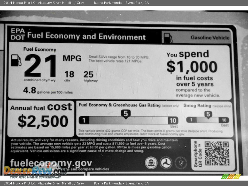 2014 Honda Pilot LX Alabaster Silver Metallic / Gray Photo #20