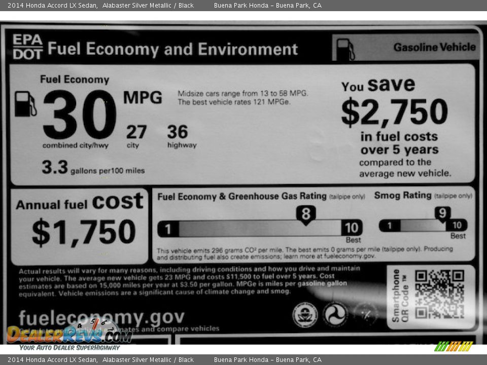 2014 Honda Accord LX Sedan Alabaster Silver Metallic / Black Photo #19