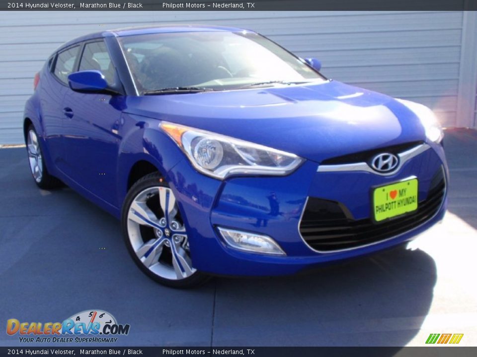 2014 Hyundai Veloster Marathon Blue / Black Photo #1