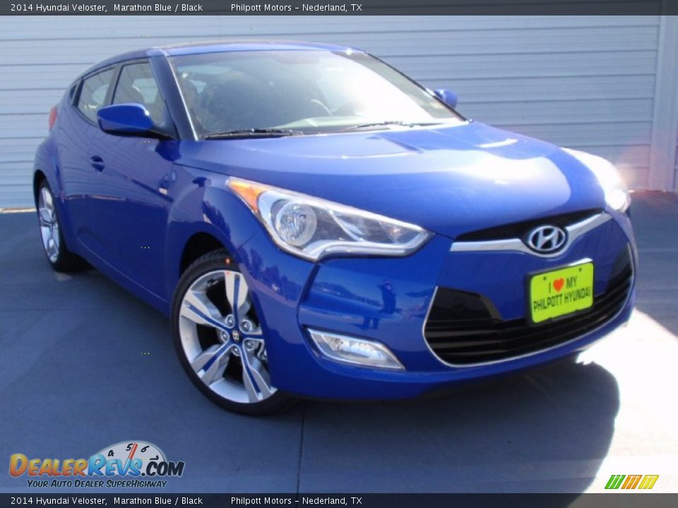 2014 Hyundai Veloster Marathon Blue / Black Photo #2