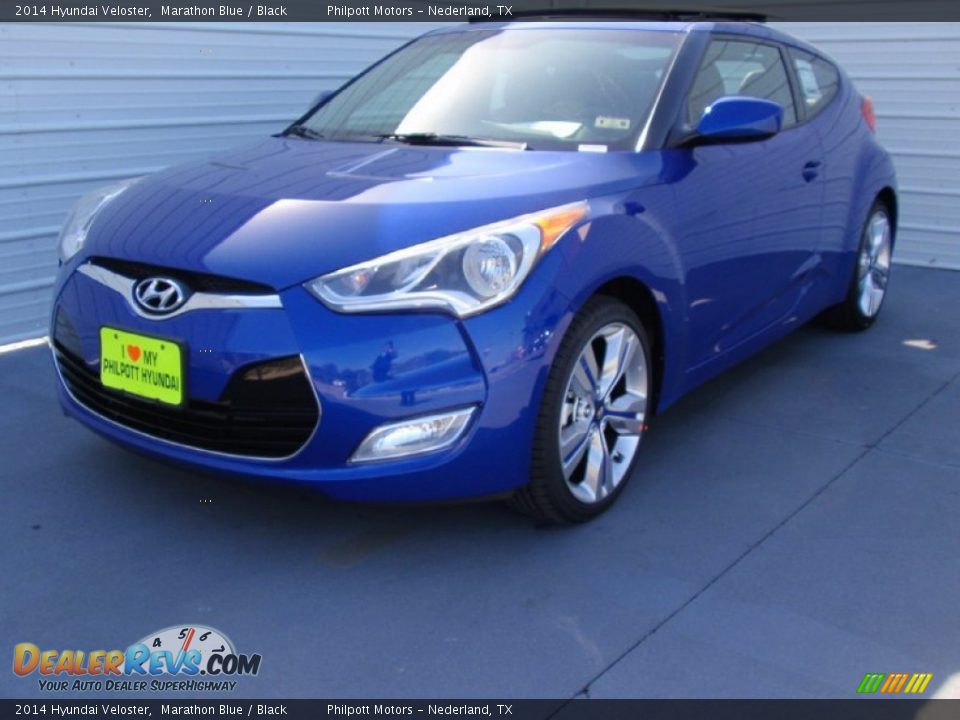 2014 Hyundai Veloster Marathon Blue / Black Photo #7