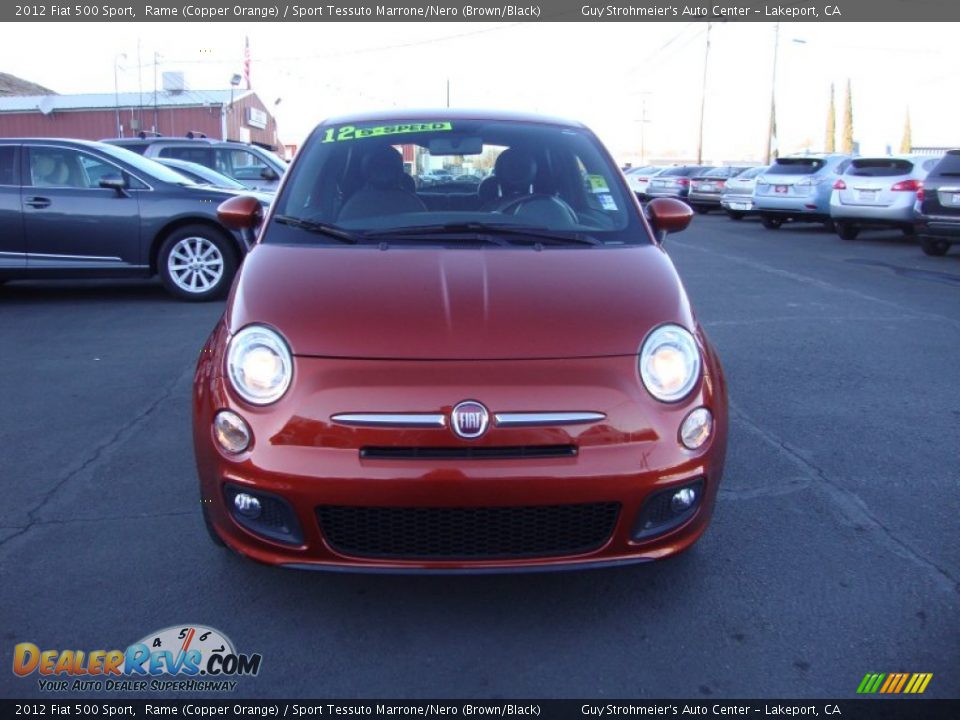 2012 Fiat 500 Sport Rame (Copper Orange) / Sport Tessuto Marrone/Nero (Brown/Black) Photo #2