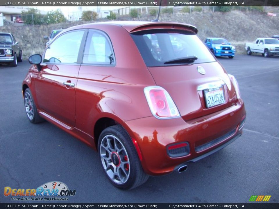 2012 Fiat 500 Sport Rame (Copper Orange) / Sport Tessuto Marrone/Nero (Brown/Black) Photo #4