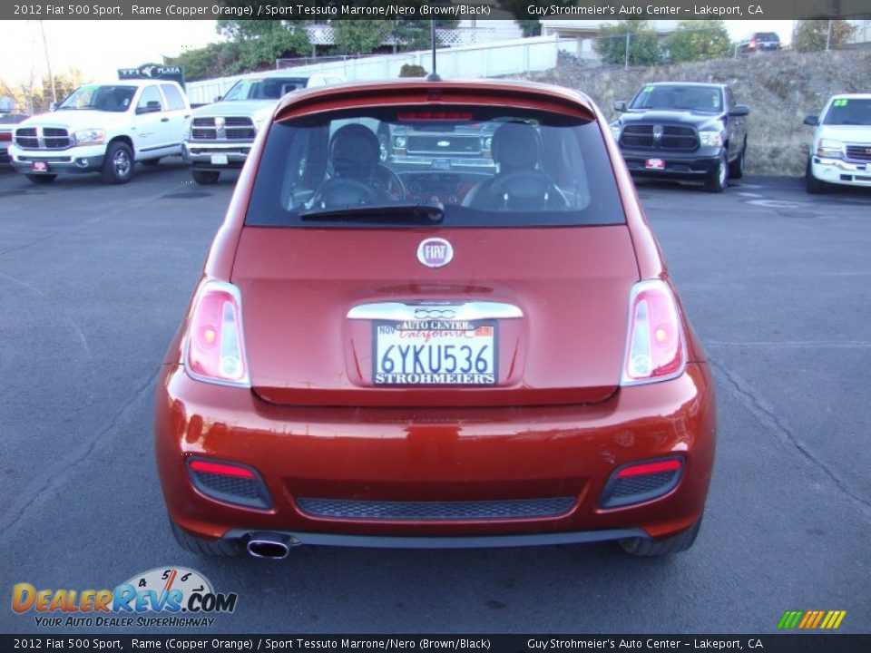 2012 Fiat 500 Sport Rame (Copper Orange) / Sport Tessuto Marrone/Nero (Brown/Black) Photo #5