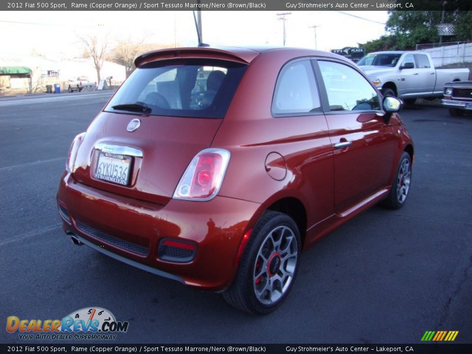 2012 Fiat 500 Sport Rame (Copper Orange) / Sport Tessuto Marrone/Nero (Brown/Black) Photo #6