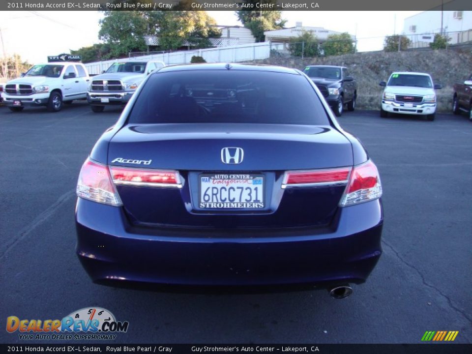 2011 Honda Accord EX-L Sedan Royal Blue Pearl / Gray Photo #6